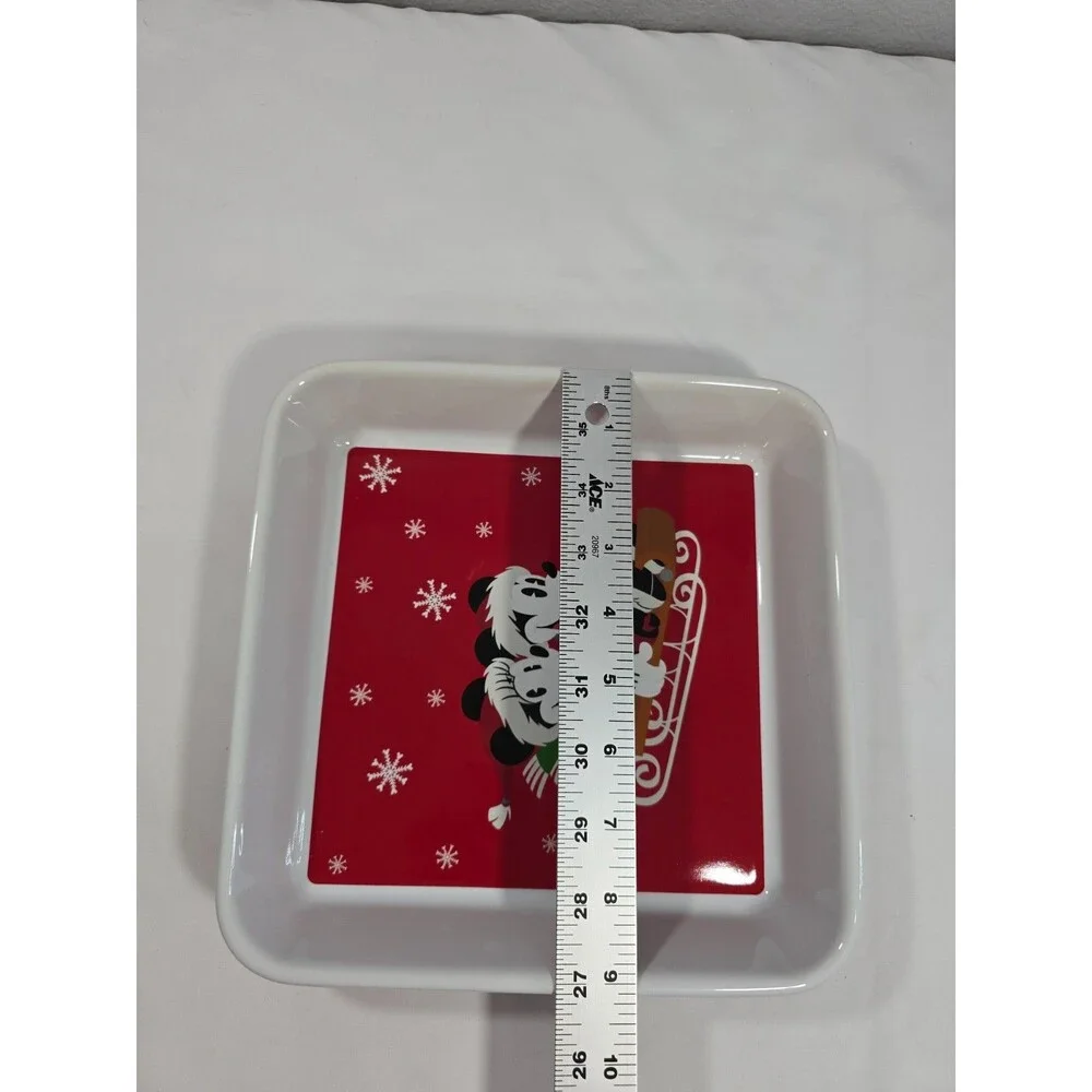 Disney Mickey And Minnie Mouse Sleigh Christmas Baking Casserole Dish Holiday